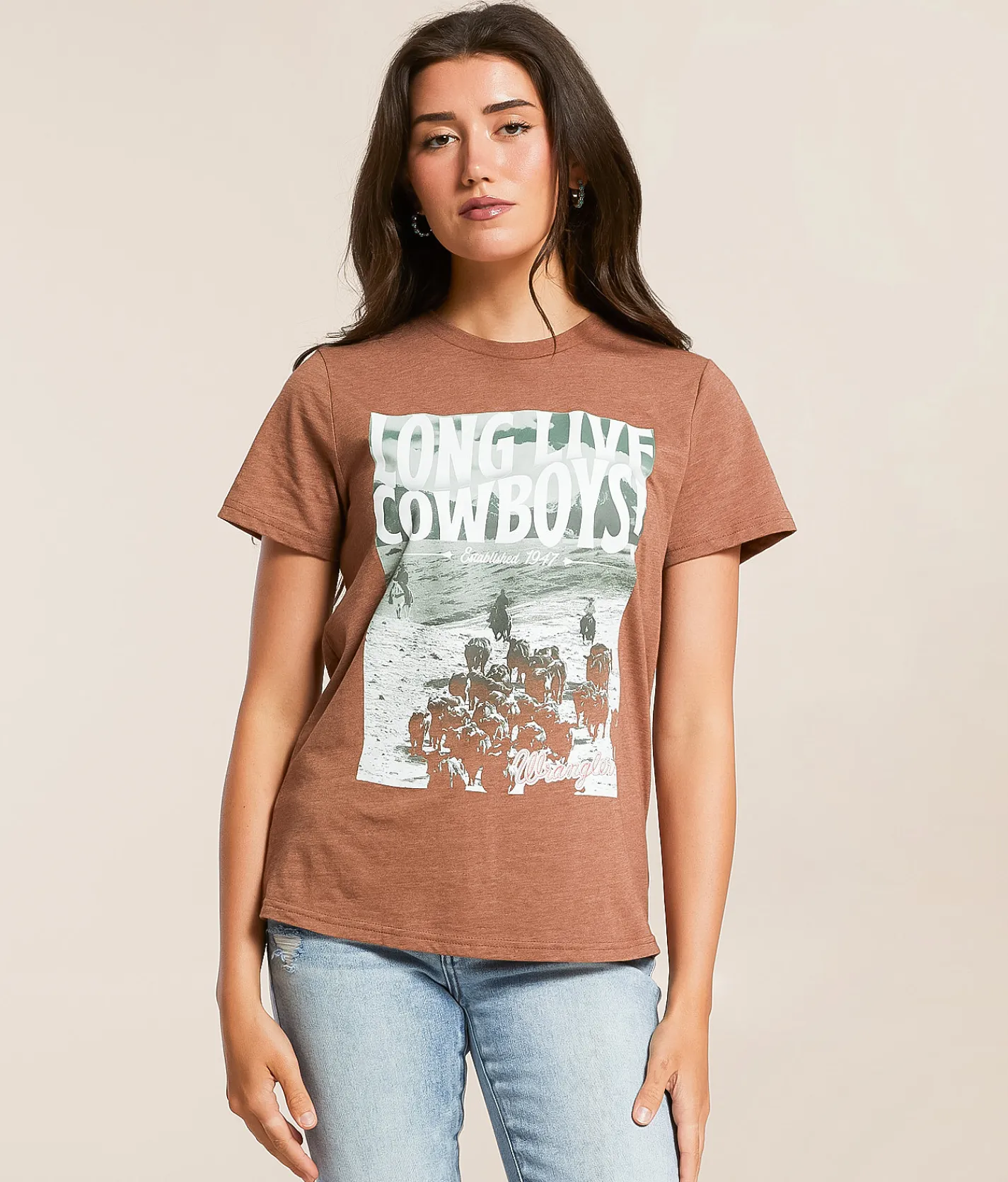 Tops | Wrangler® Long Live Cowboys T-Shirt Cacao Nibs Heather