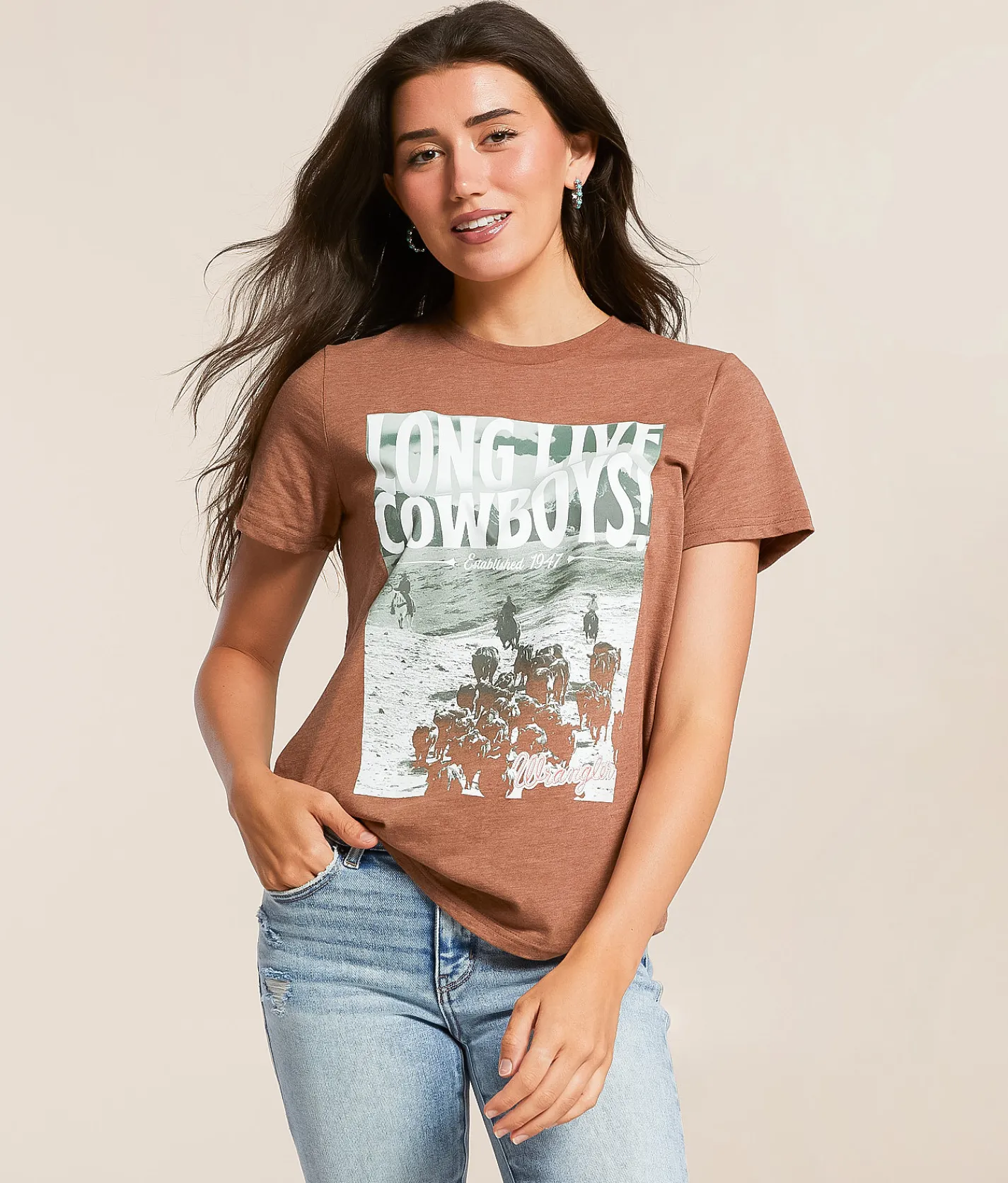 Tops | Wrangler® Long Live Cowboys T-Shirt Cacao Nibs Heather