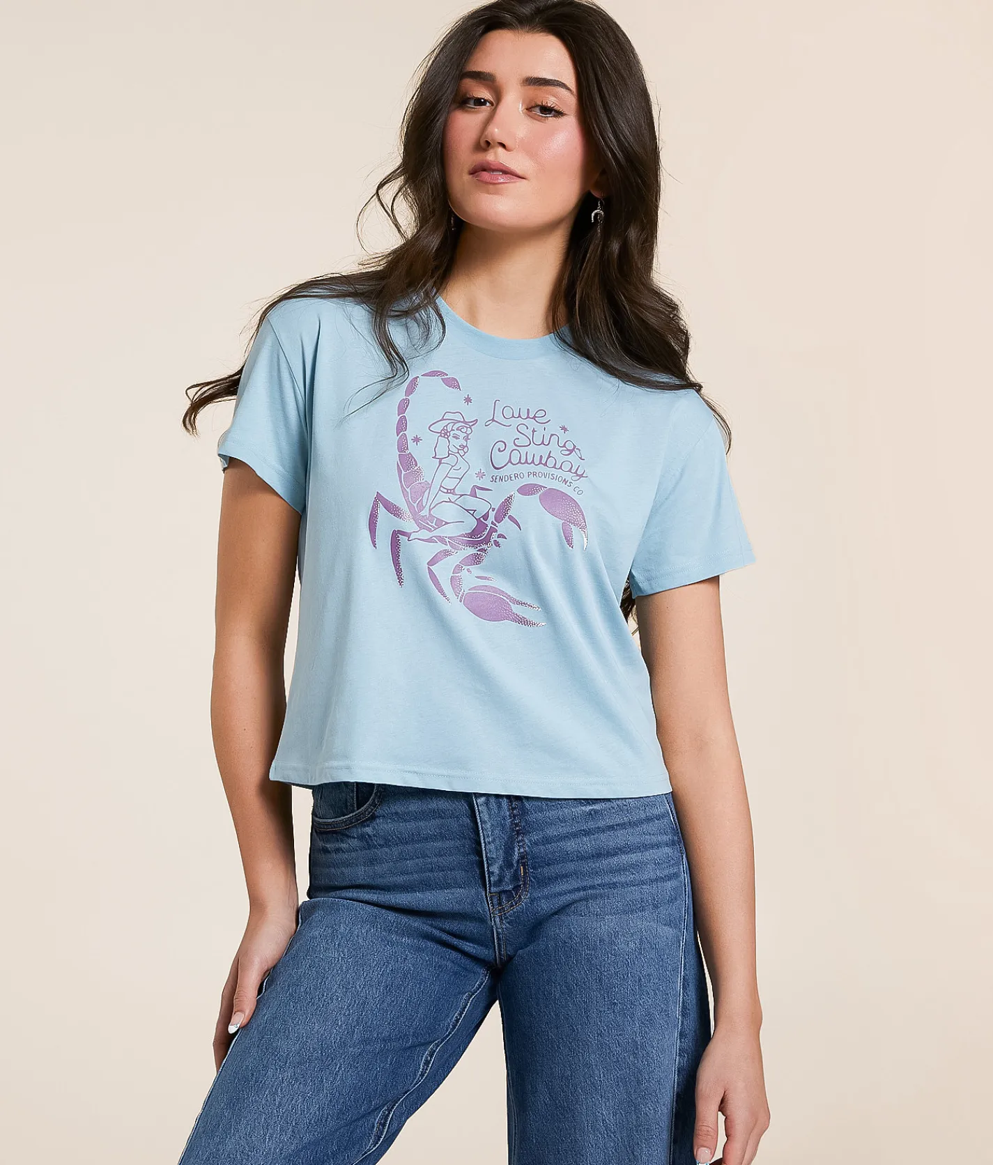 Tops | Sendero Provisions Co. Long Stings Cropped T-Shirt Sterling Blue