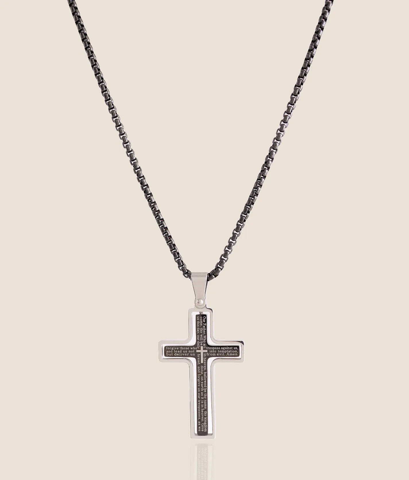 BKE Lord's Prayer Cross 23" Necklace Black Clearance