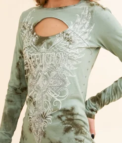Tops | Affliction Lorielle T-Shirt Slate Grey River Wash