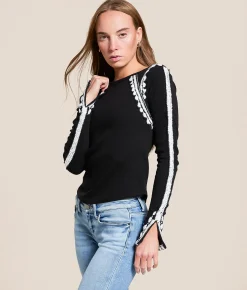 Free People Lost Love Top Black Combo Hot