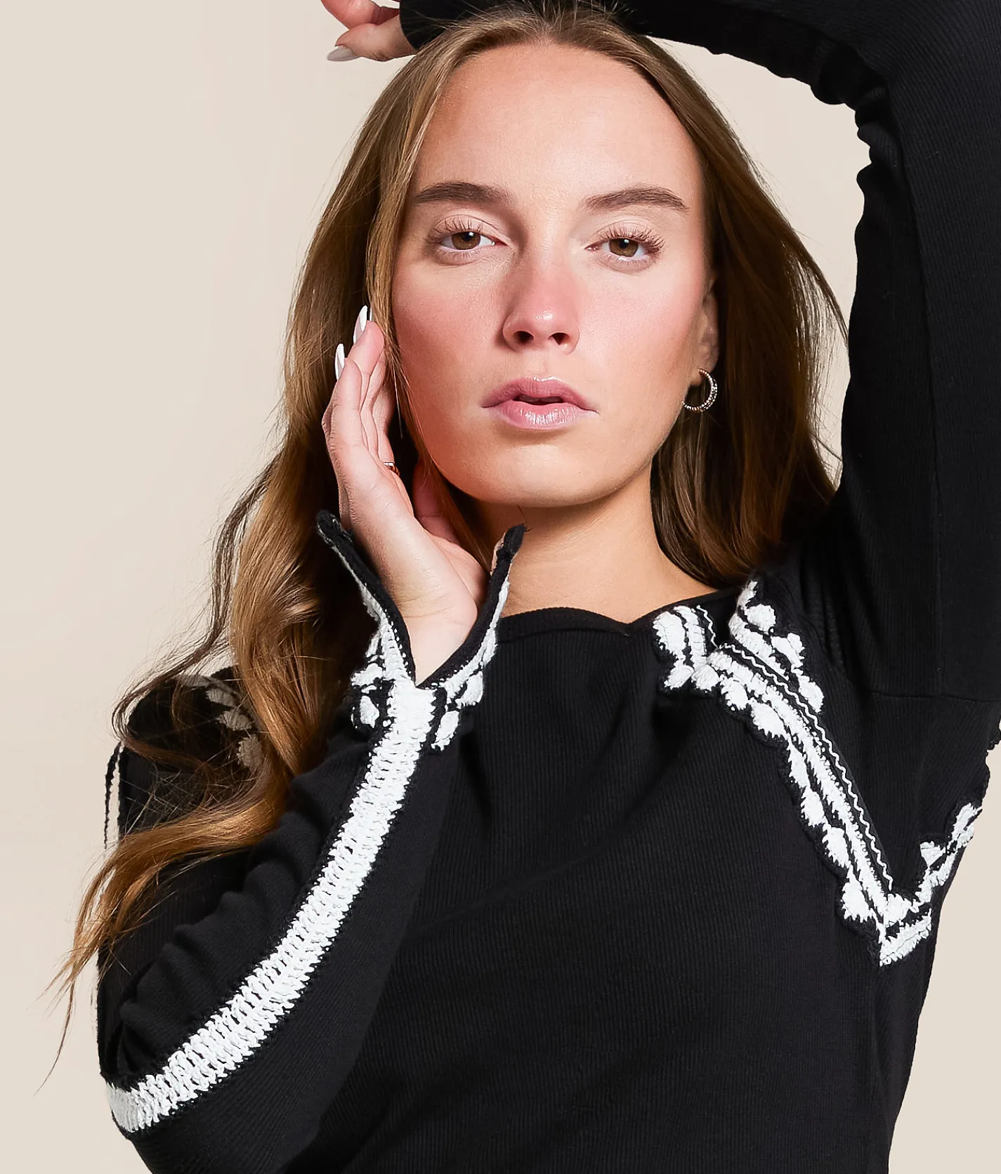 Free People Lost Love Top Black Combo Hot
