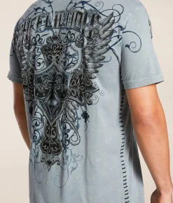 Tops|Graphic T-Shirts | Affliction Lost World T-Shirt Ashley Blue Lava Wash