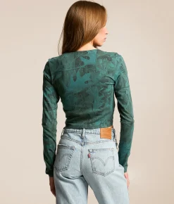 Affliction Loud & Fast Cropped T-Shirt Teal Reactive