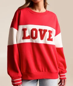 Z Supply Lounge Love Oversized Pullover Kiss Me Red Best