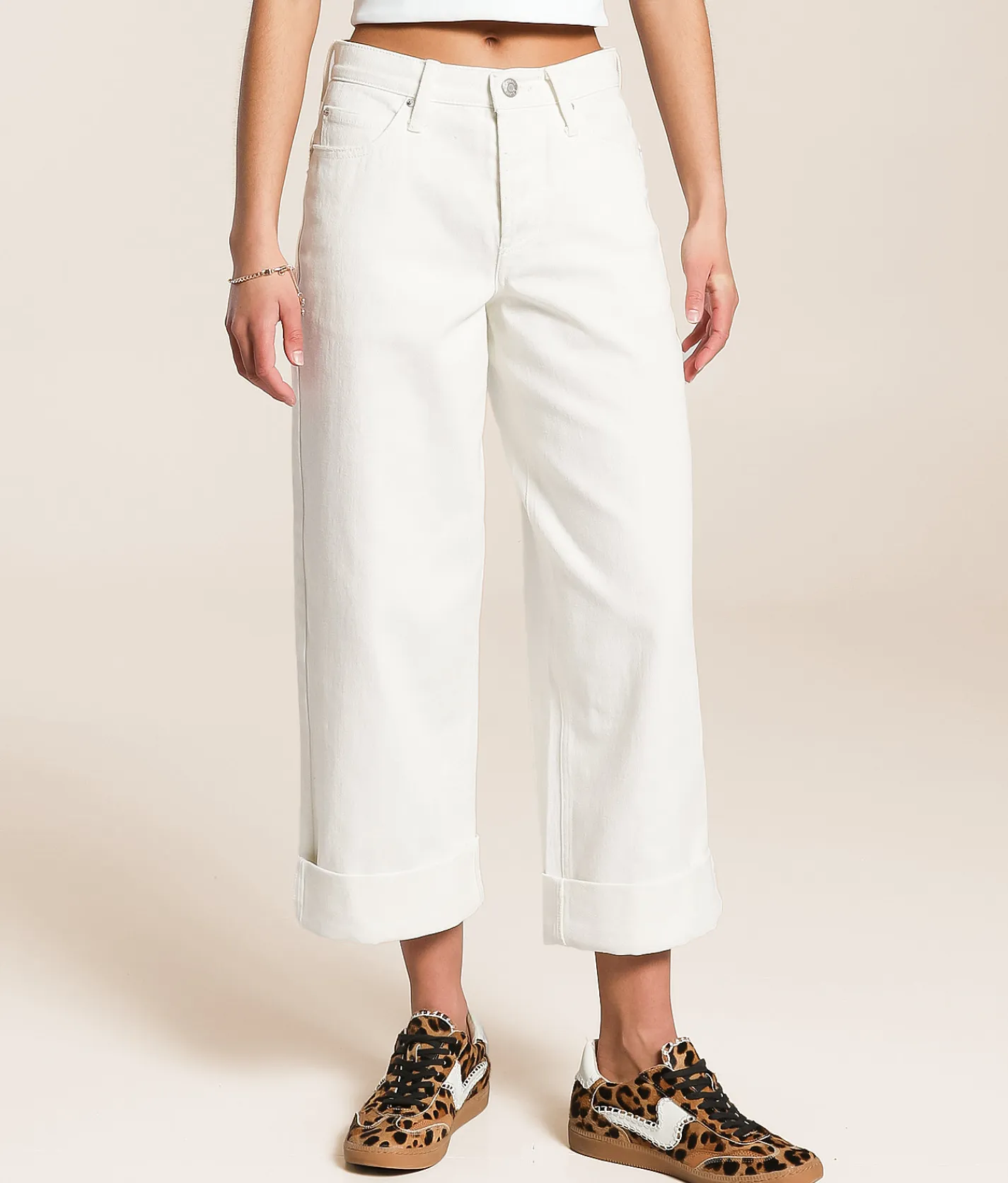 Z Supply Lou Wide Leg Cuffed Jean Off White Discount