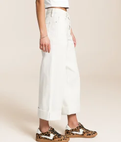 Z Supply Lou Wide Leg Cuffed Jean Off White Discount