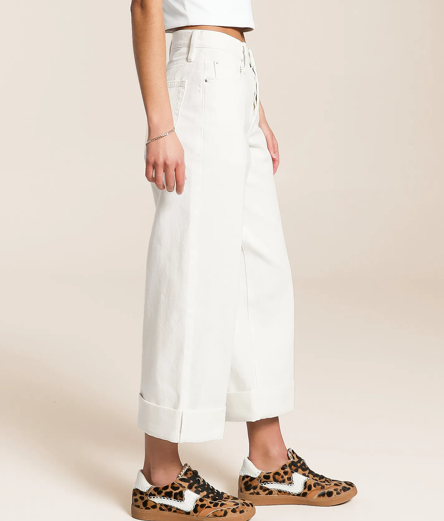 Z Supply Lou Wide Leg Cuffed Jean Off White Discount