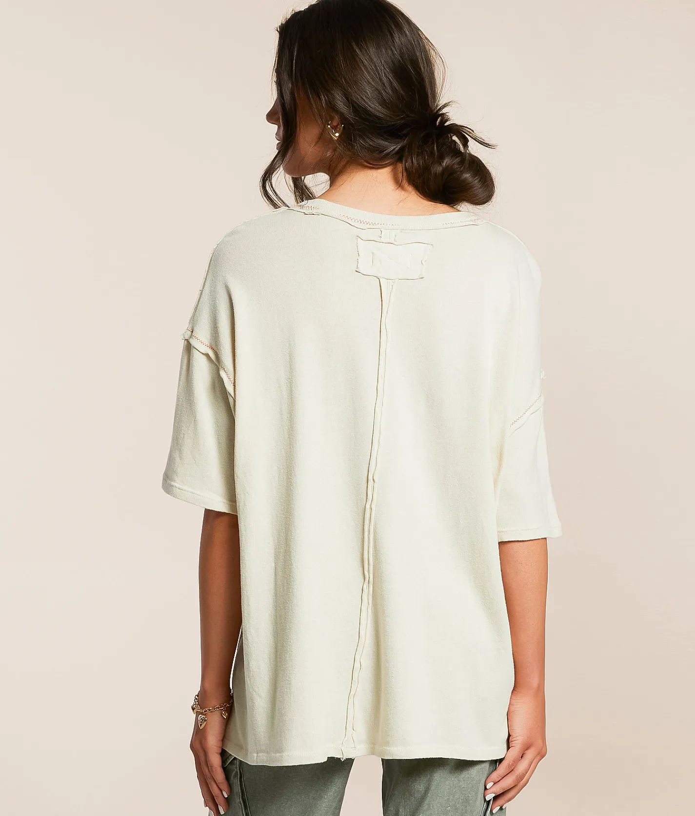 Tops | Free People Love Rose Oversized T-Shirt Ivory Combo