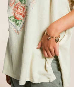 Tops | Free People Love Rose Oversized T-Shirt Ivory Combo