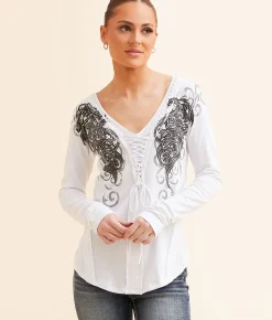 Affliction Lovington Top White Reactive Discount