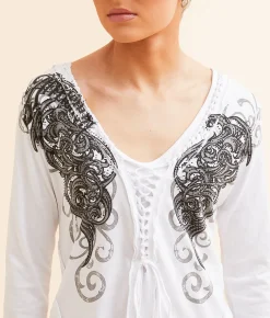 Affliction Lovington Top White Reactive Discount