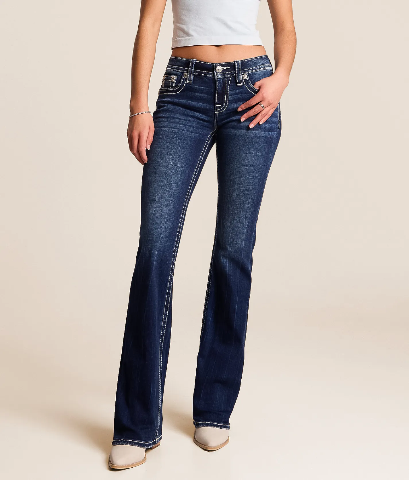 Bottoms | Miss Me Low Rise Boot Stretch Jean D1172
