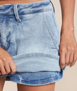 Bottoms | Risen Low Rise Denim Stretch Skort Light