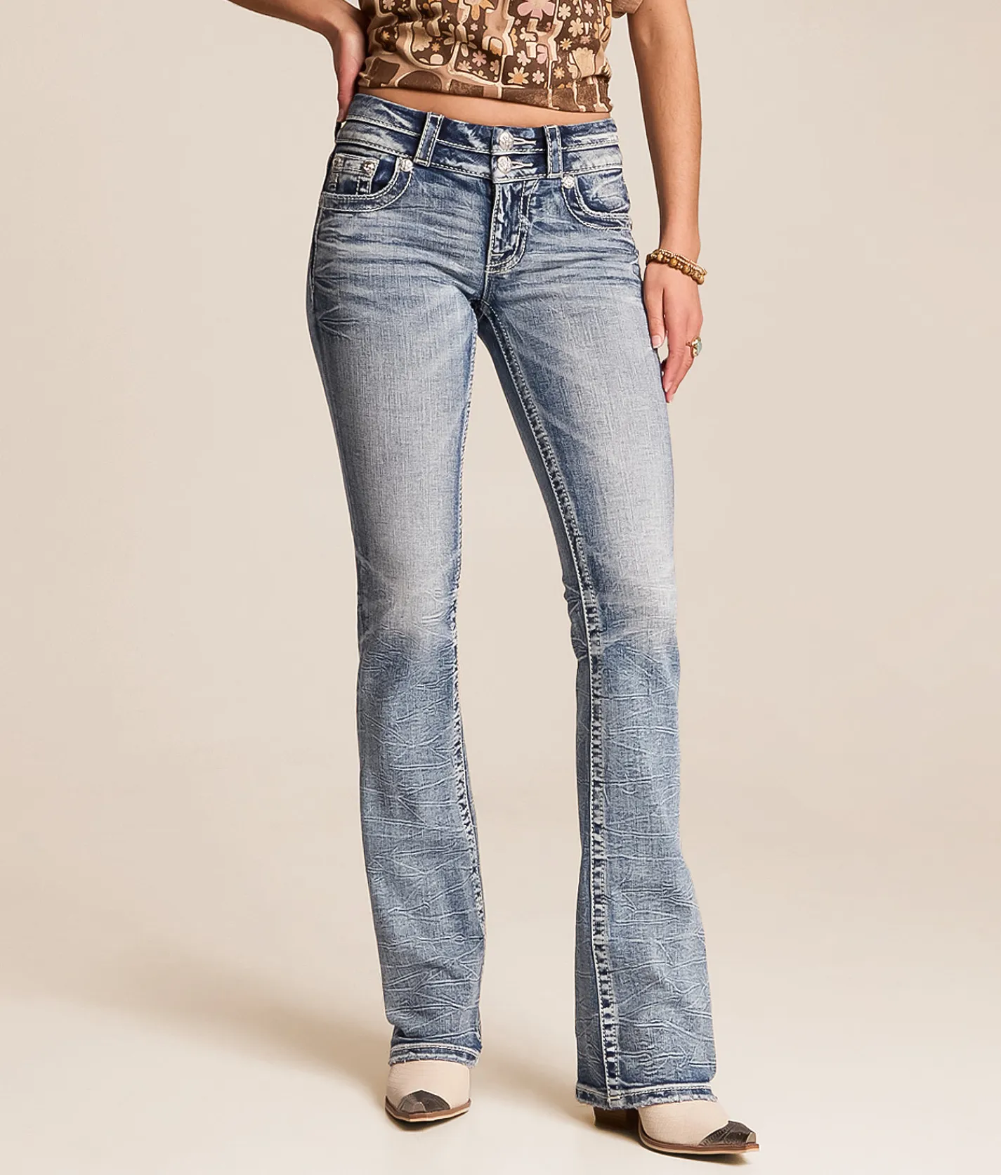 Jeans|Bottoms | Miss Me Low Rise Tailored Boot Stretch Jean M1015