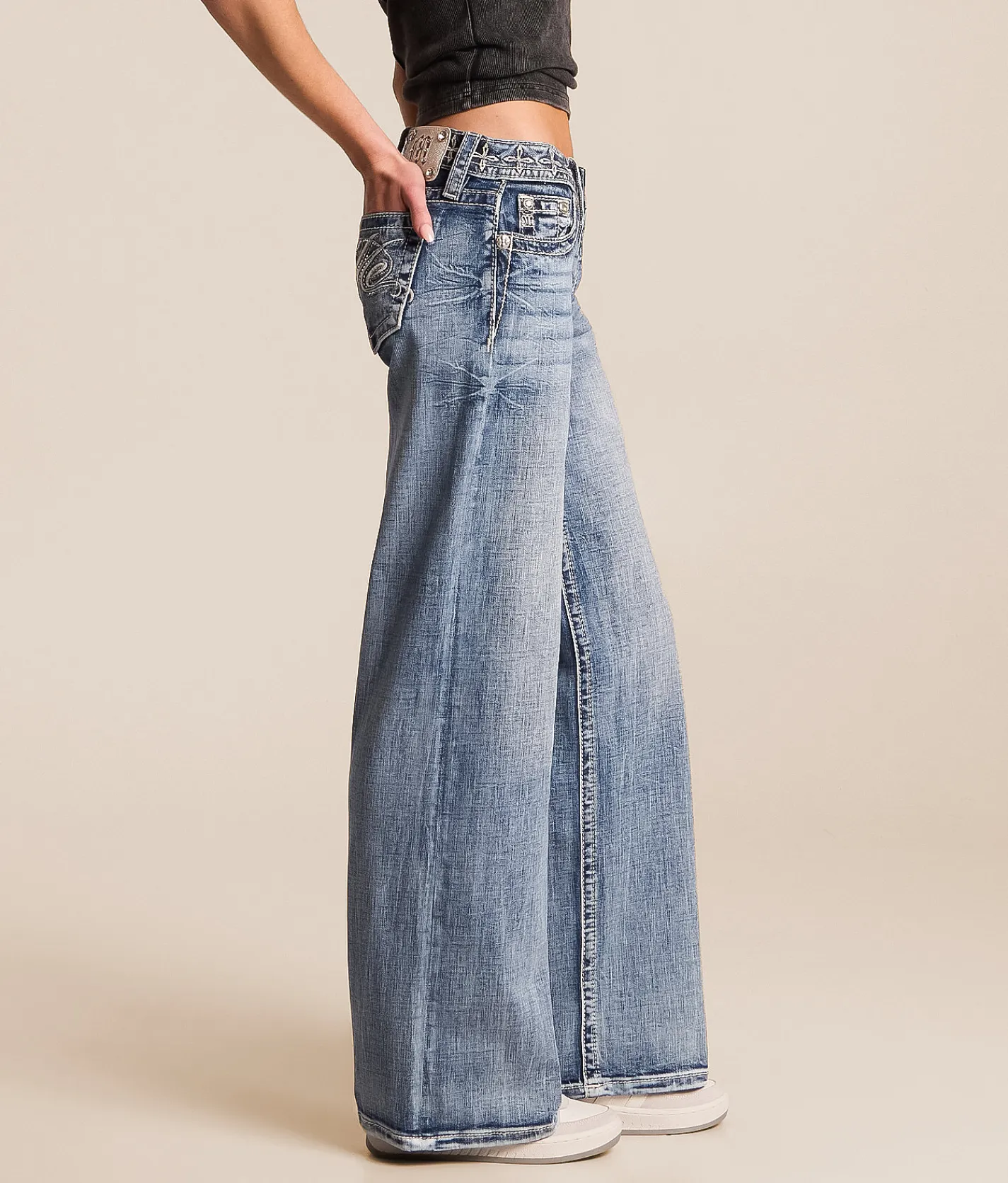 Miss Me Low Rise Wide Leg Jean M383 New