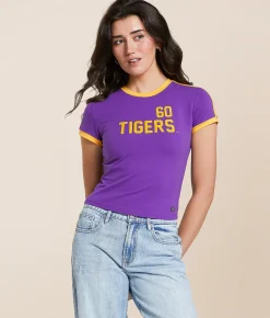 HYPE AND VICE LSU Tigers Baby Cropped T-Shirt Purple New