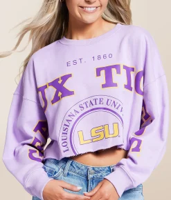 Gameday SOCIAL® LSU Tigers Cropped Pullover Lavender Best