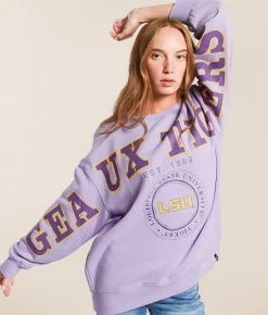 Gameday SOCIAL® LSU Tigers Oversized Pullover Lavender Hot