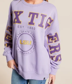 Gameday SOCIAL® LSU Tigers Oversized Pullover Lavender Hot
