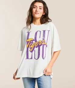 Tops | Gameday SOCIAL® LSU Tigers Oversized T-Shirt White