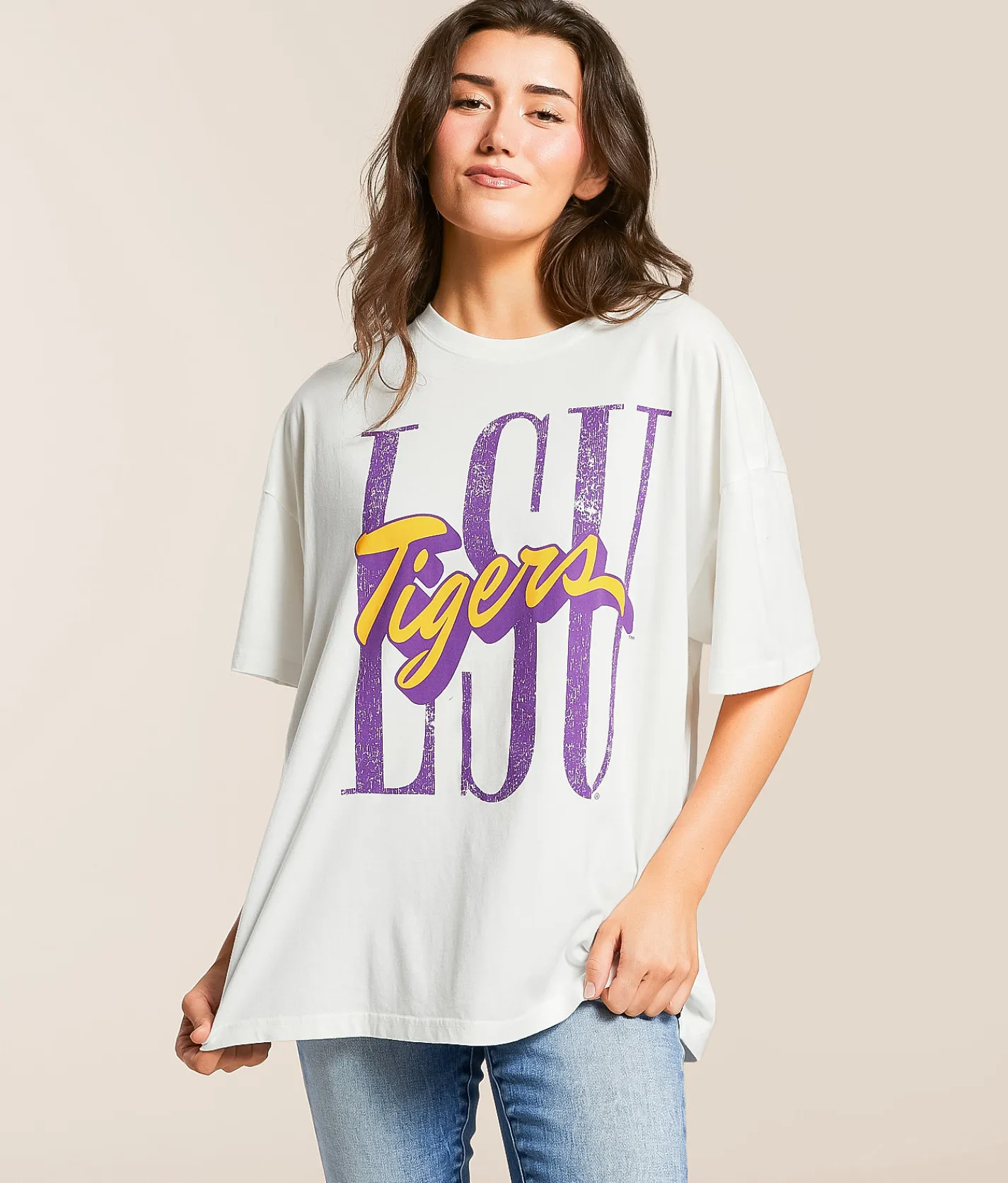 Tops | Gameday SOCIAL® LSU Tigers Oversized T-Shirt White