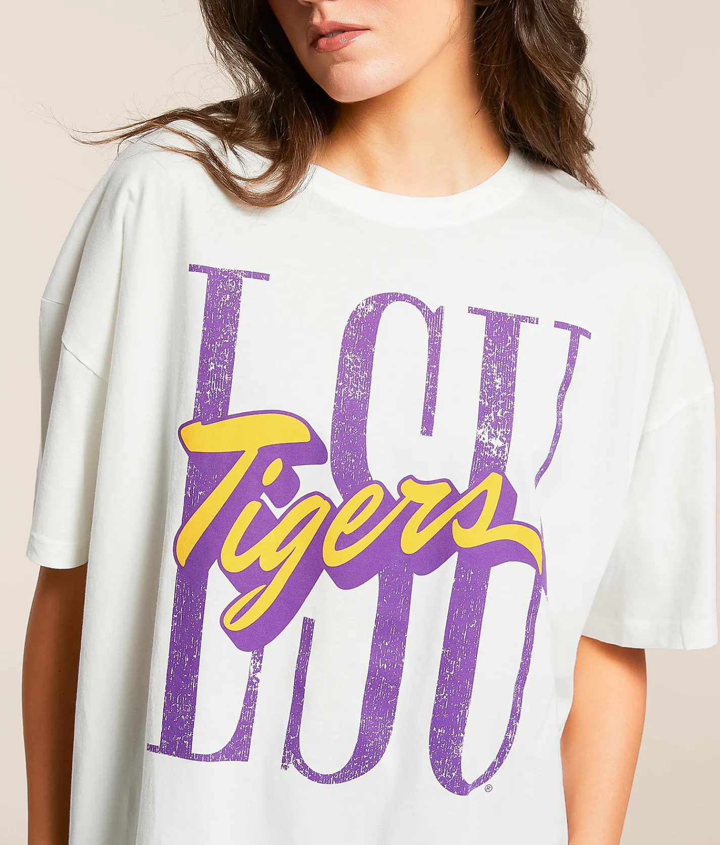 Tops | Gameday SOCIAL® LSU Tigers Oversized T-Shirt White