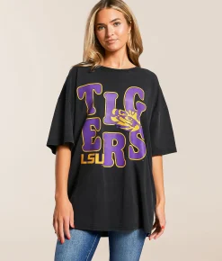 Tops | Gameday SOCIAL® LSU Tigers Oversized T-Shirt Black