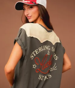 Tops | Sterling & Stitch Lucky Stars T-Shirt Volcanic Ash