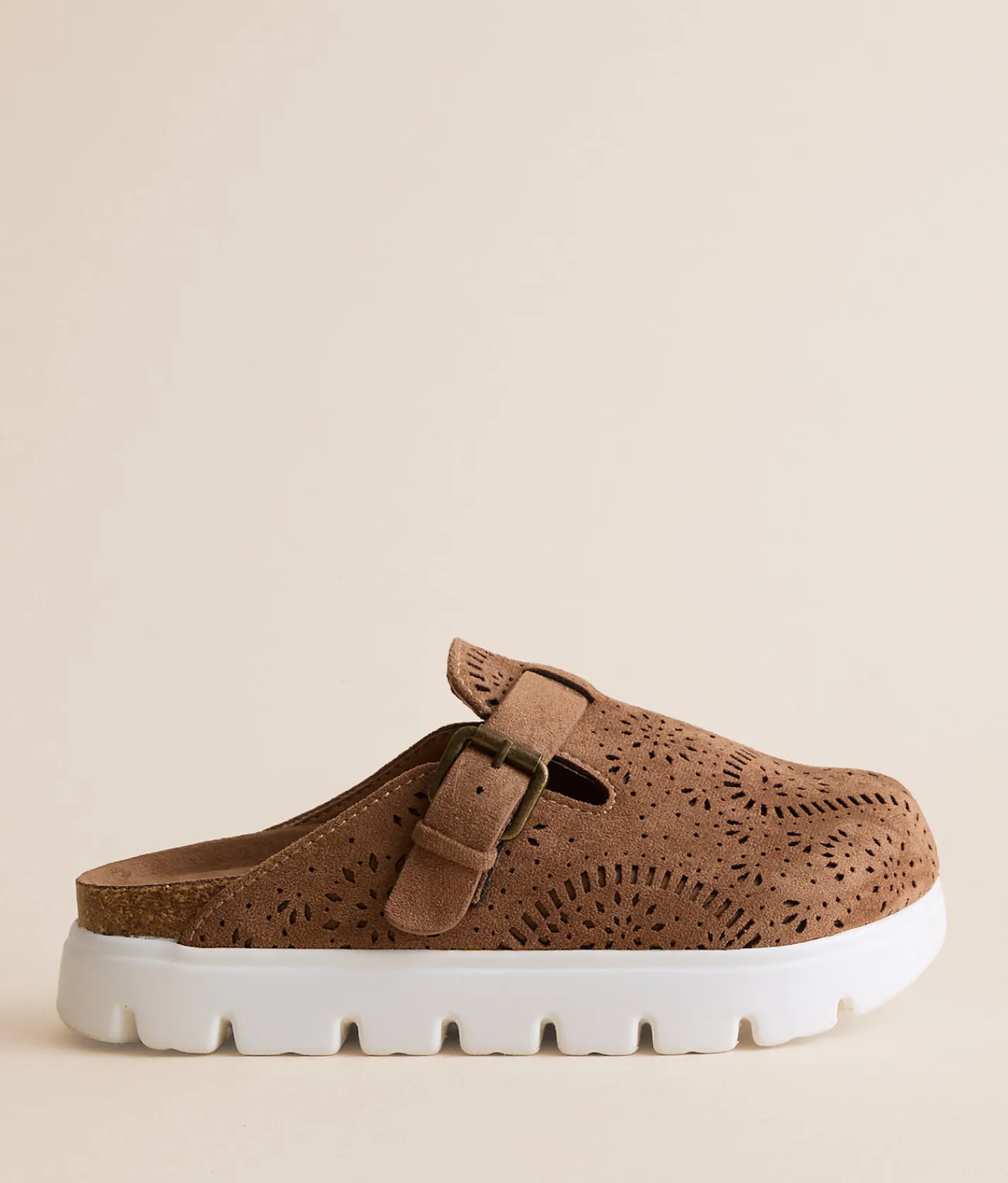 Shoes | Very G Lulu Laser Cut Platform Clog Tan