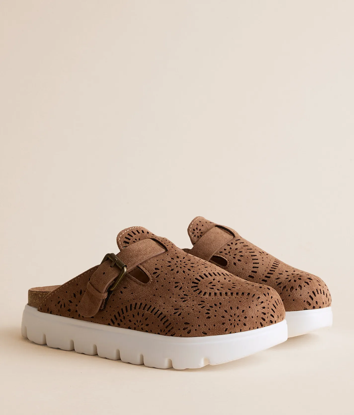 Shoes | Very G Lulu Laser Cut Platform Clog Tan