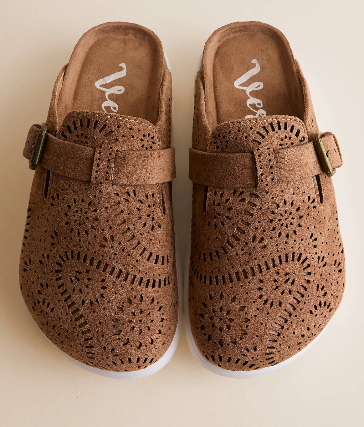 Shoes | Very G Lulu Laser Cut Platform Clog Tan