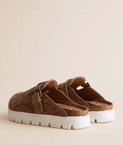 Shoes | Very G Lulu Laser Cut Platform Clog Tan