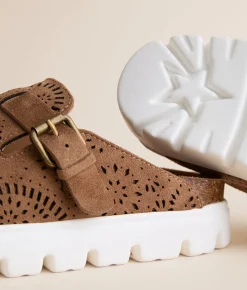 Shoes | Very G Lulu Laser Cut Platform Clog Tan