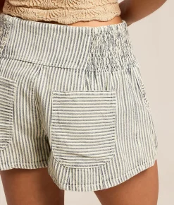 Free People Luna Railroad Striped Pull-On Short Horizon Stripe New