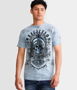 Graphic T-Shirts | Affliction Lunar Dust T-Shirt Slate Bl Dk Slate Bl Crys