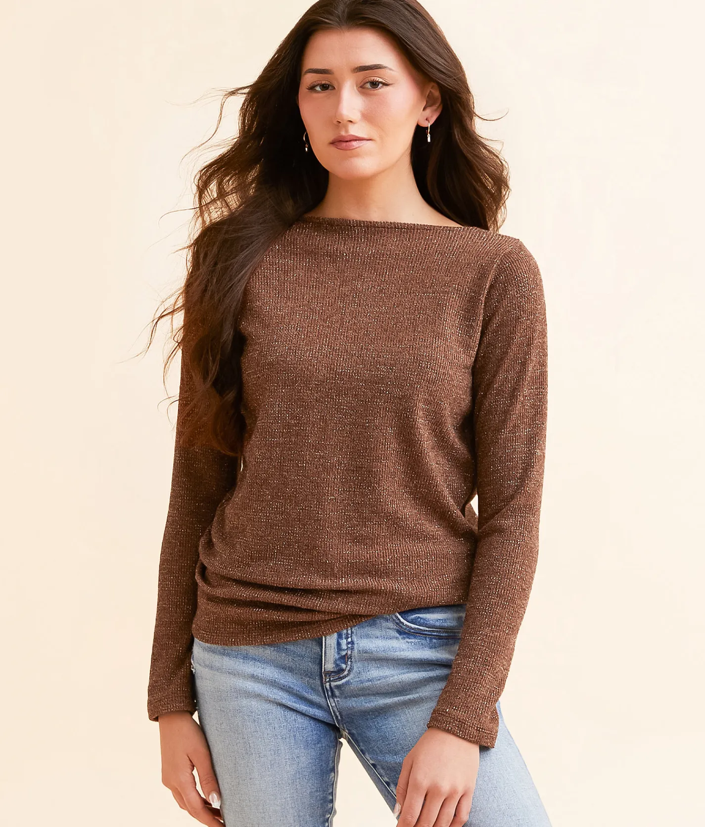 Daytrip Lurex Top Brown Discount