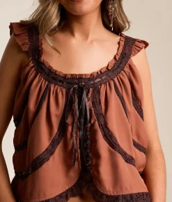 Tops | Free People Mabel Ruffle Tank Top Peony Canyon