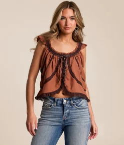 Tops | Free People Mabel Ruffle Tank Top Peony Canyon