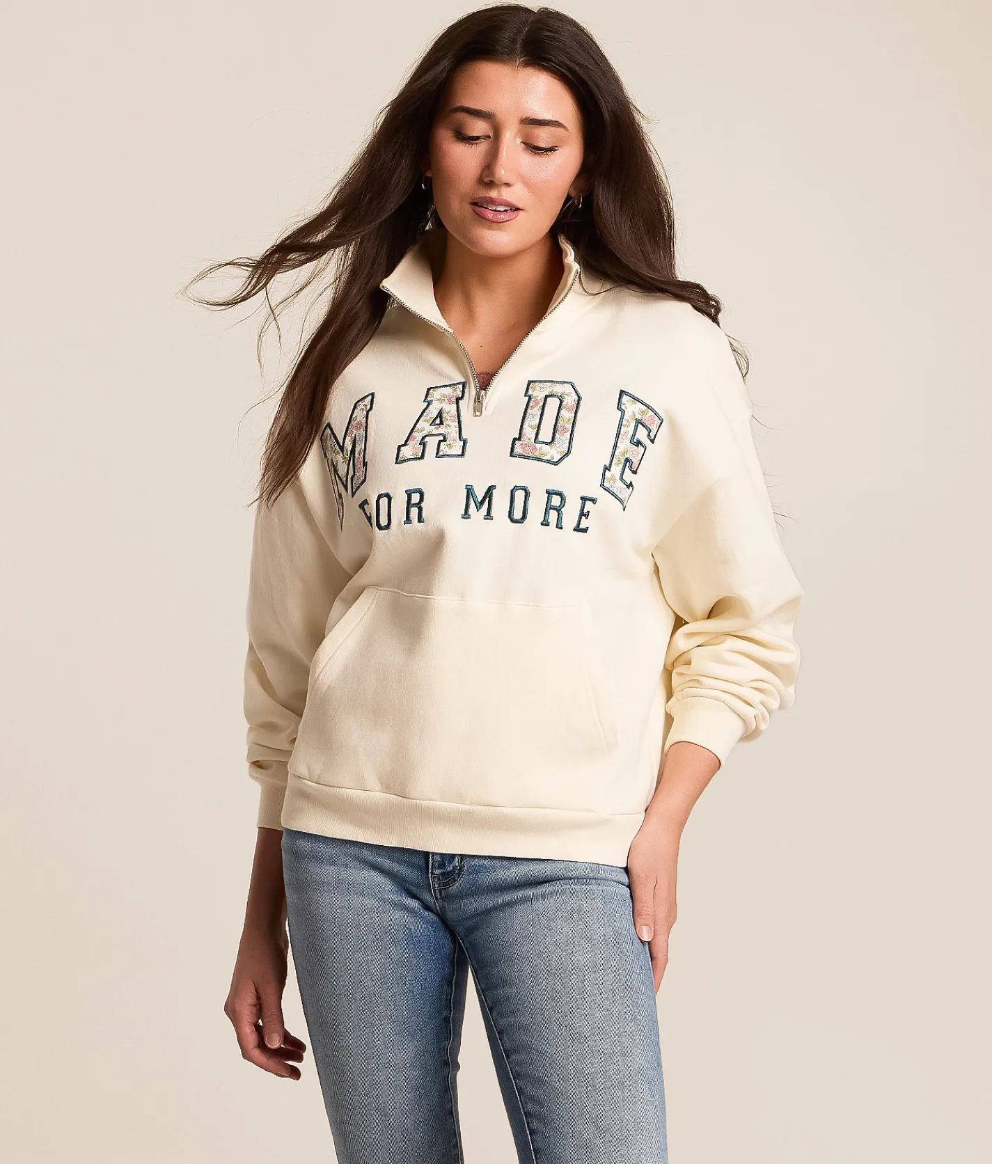 Tops | Modish Rebel Made For More Oversized Pullover Cream