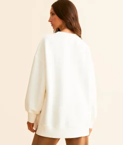 Varley Mae Boyfriend Oversized Sweat Pullover Egret Discount