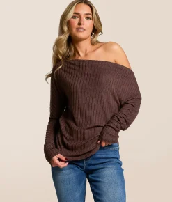 White Crow Mae Off The Shoulder Top Chocolate Cherry Discount