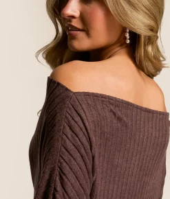 White Crow Mae Off The Shoulder Top Chocolate Cherry Discount