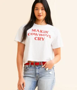 Tops | Goodie Two Sleeves Makin' Cowboys Cry Cropped T-Shirt Natural