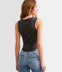 Tops | Modish Rebel Malibu Beach Cropped Tank Top Washed Black