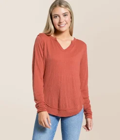 White Crow Margot Textured Top Timber Rose Hot