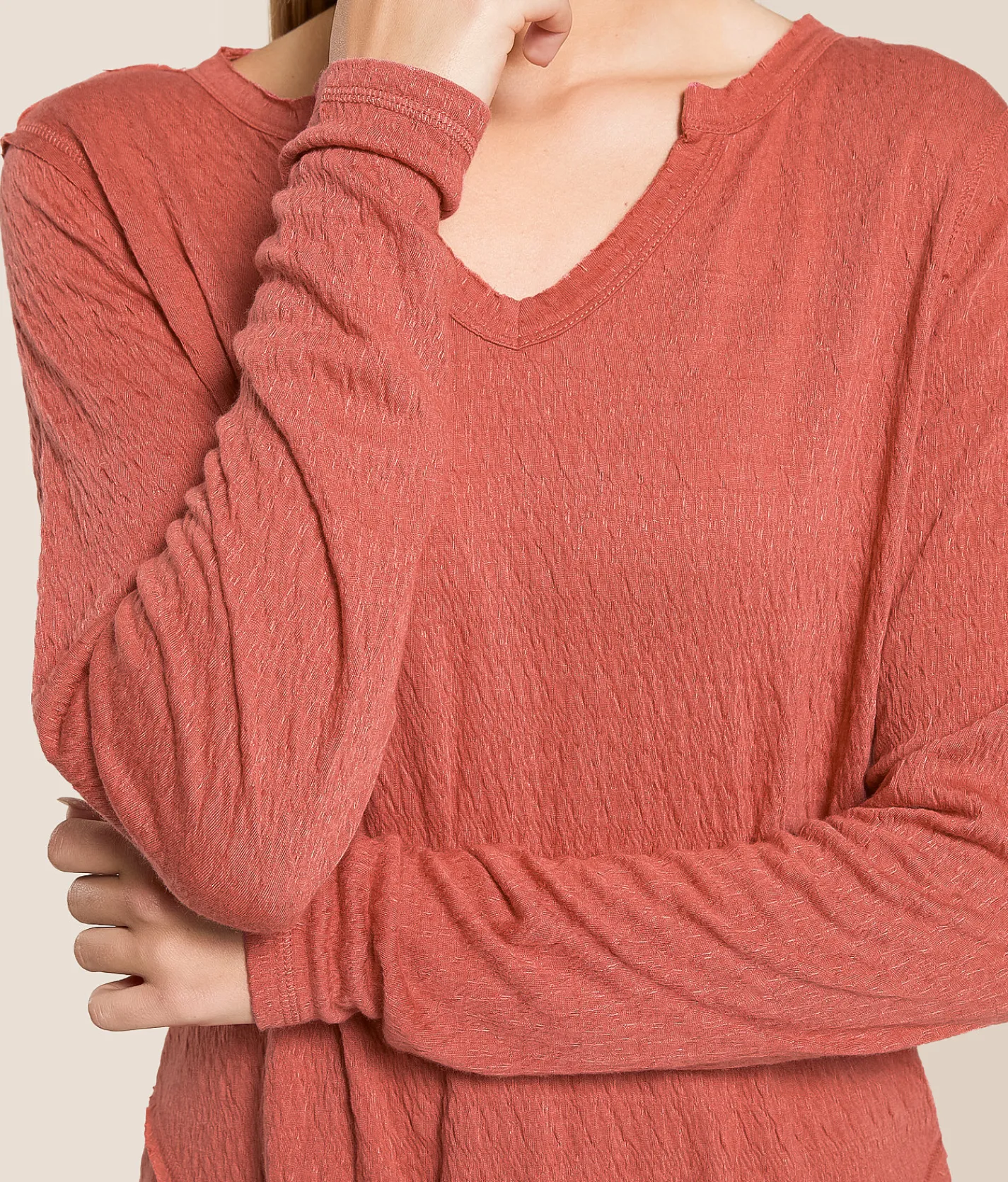 White Crow Margot Textured Top Timber Rose Hot