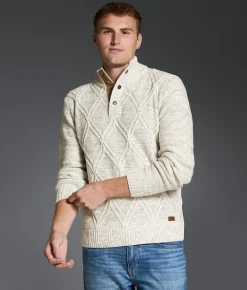 Outpost Makers Marled Cable Knit Sweater Cream Combo Outlet