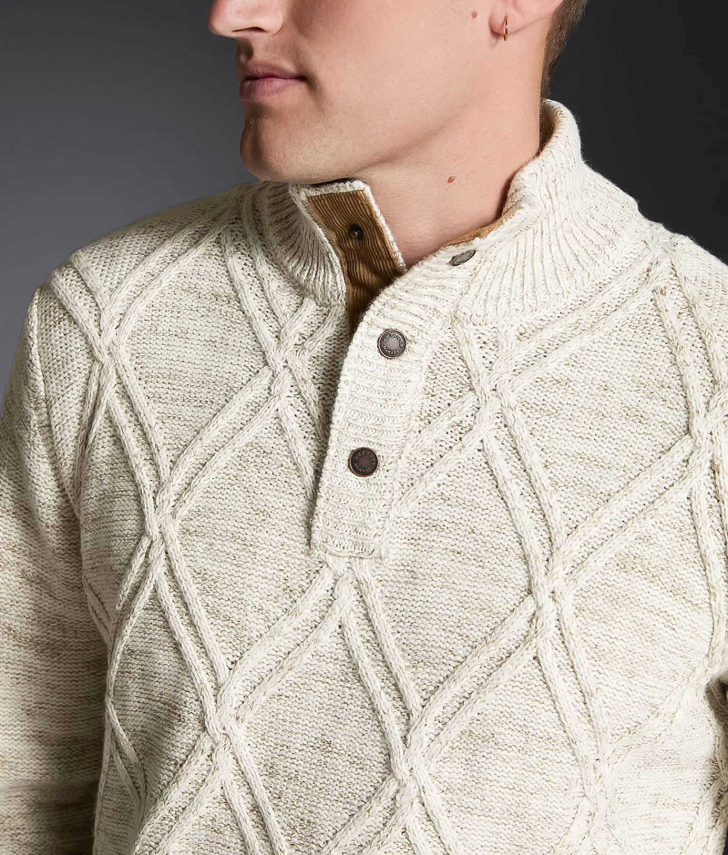Outpost Makers Marled Cable Knit Sweater Cream Combo Outlet